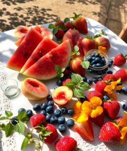 Vibrant Spread of Fresh Summer Fruits – free AI stock image