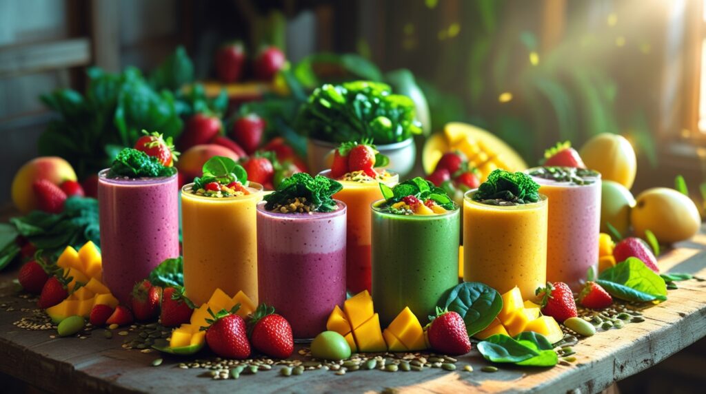 Vibrant Still Life of Healthy Smoothies – free AI stock image