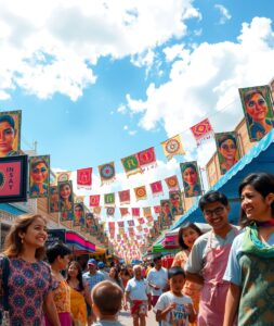 Vibrant Street Festival Celebrating Community Spirit – free AI stock image
