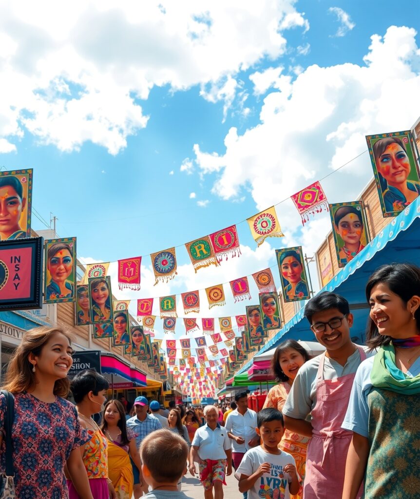 Vibrant Street Festival Celebrating Community Spirit – free AI stock image