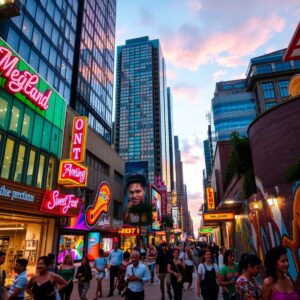 Vibrant Street Life in a Busy City – free AI stock image