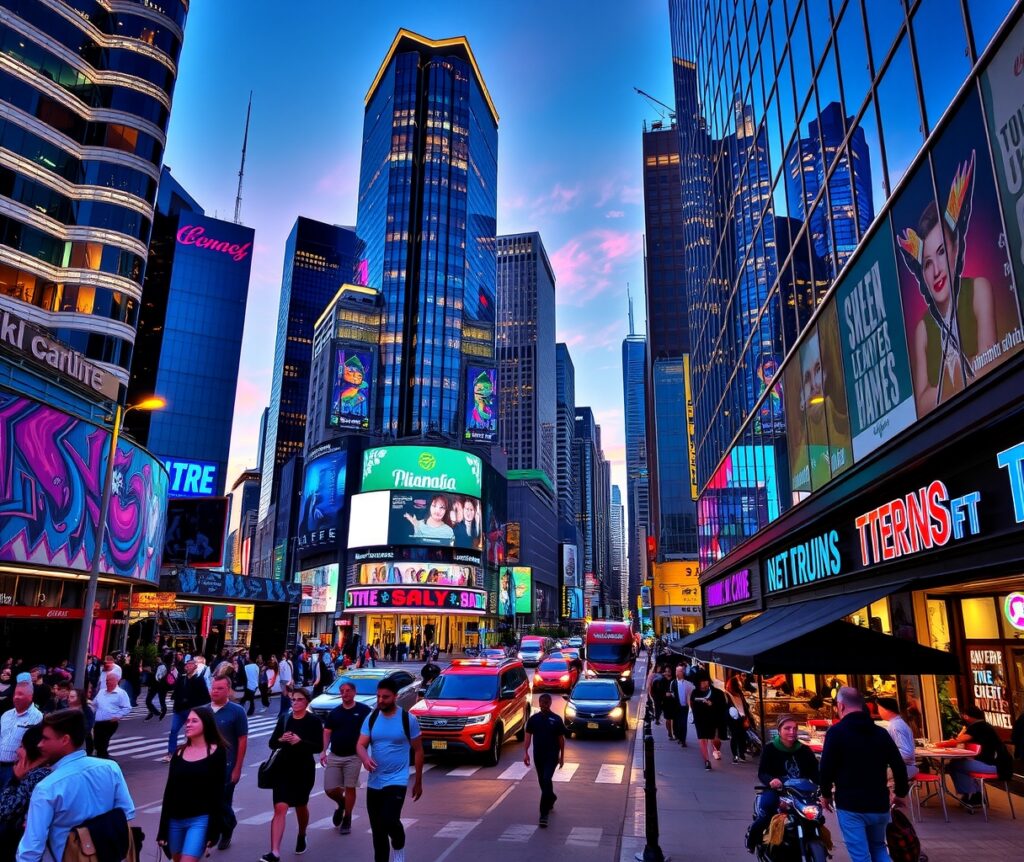 Vibrant Street Life in a Modern City – free AI stock image