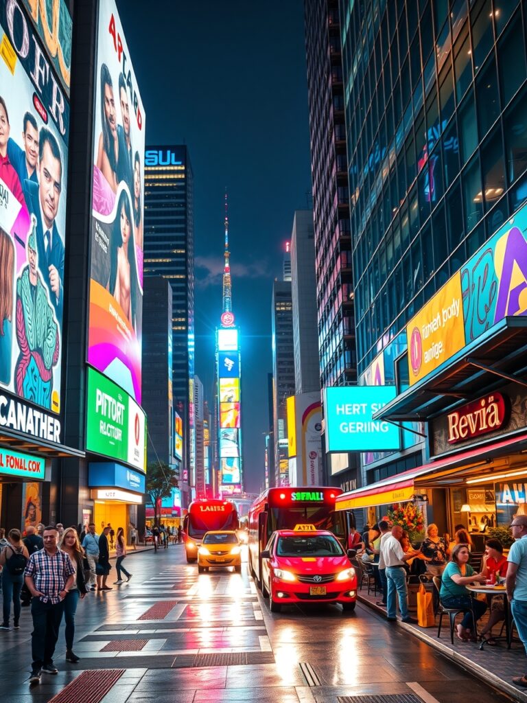 Vibrant Street Life in the City – free AI stock image