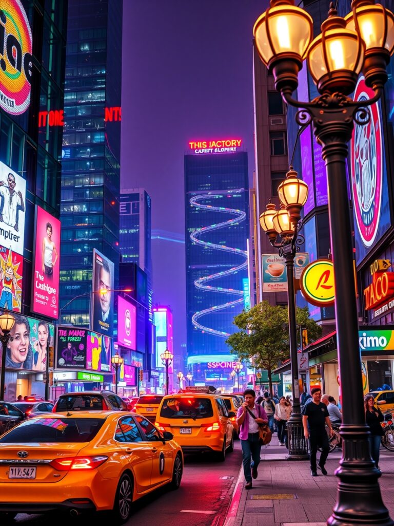 Vibrant Street Life in the City Center – free AI stock image