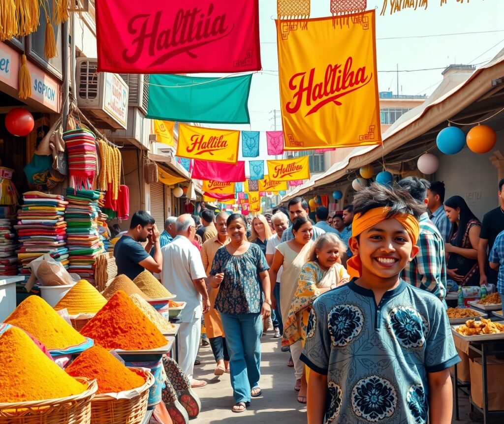 A Vibrant Street Market Filled with Life – free AI stock image