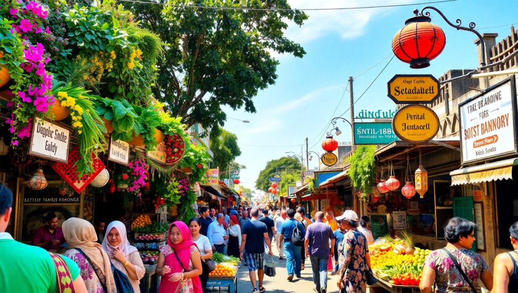Vibrant Street Market Scene – free AI stock image