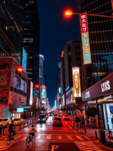Vibrant Street Scene in Urban Landscape – free AI stock image