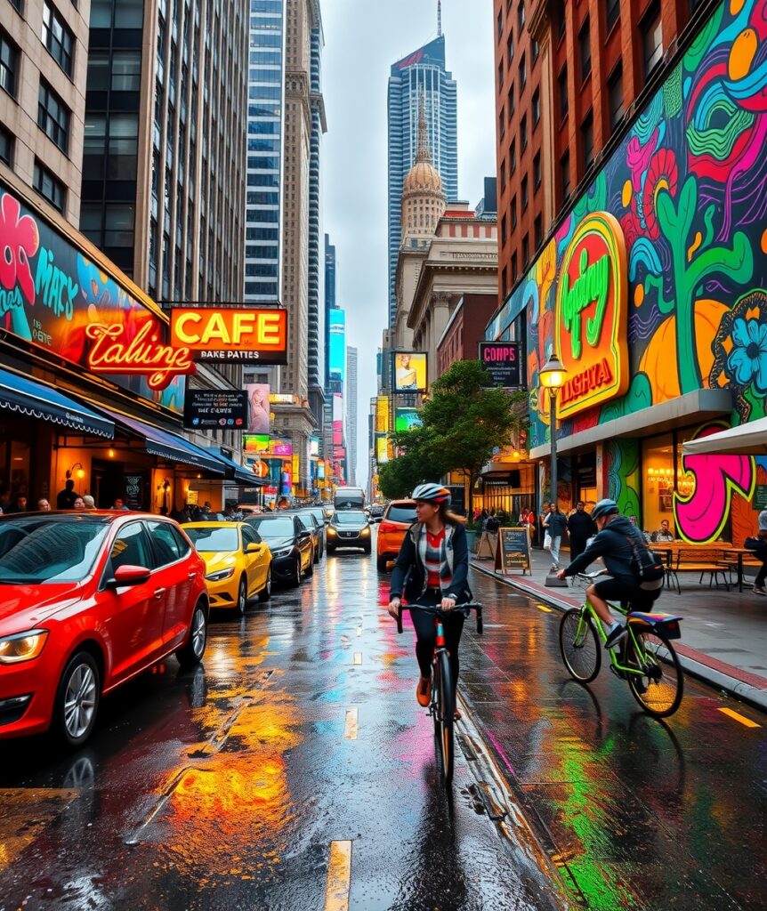 Vibrant Street Scenes in Urban Landscape – free AI stock image