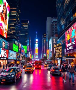 Vibrant Streets of a Modern Cityscape – free AI stock image