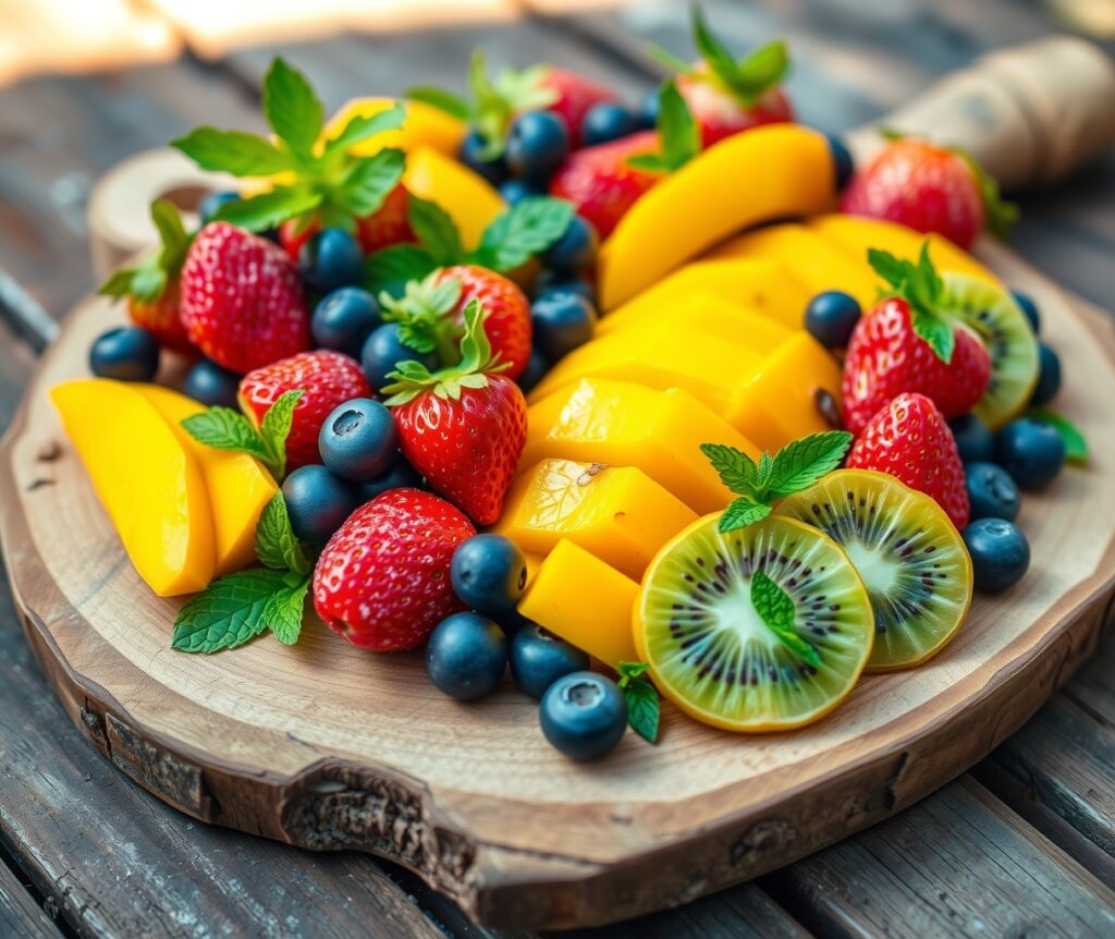 Vibrant Summer Fruit Platter Display – free AI stock image