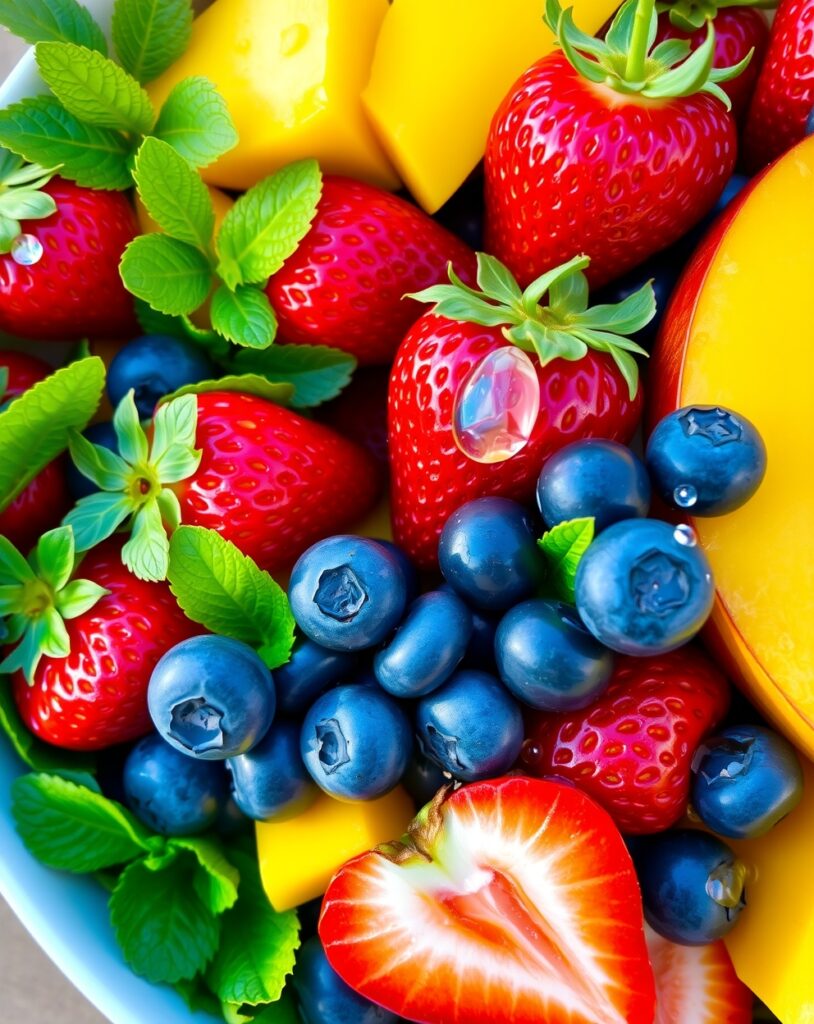 Vibrant Summer Fruit Salad with Mint – free AI stock image