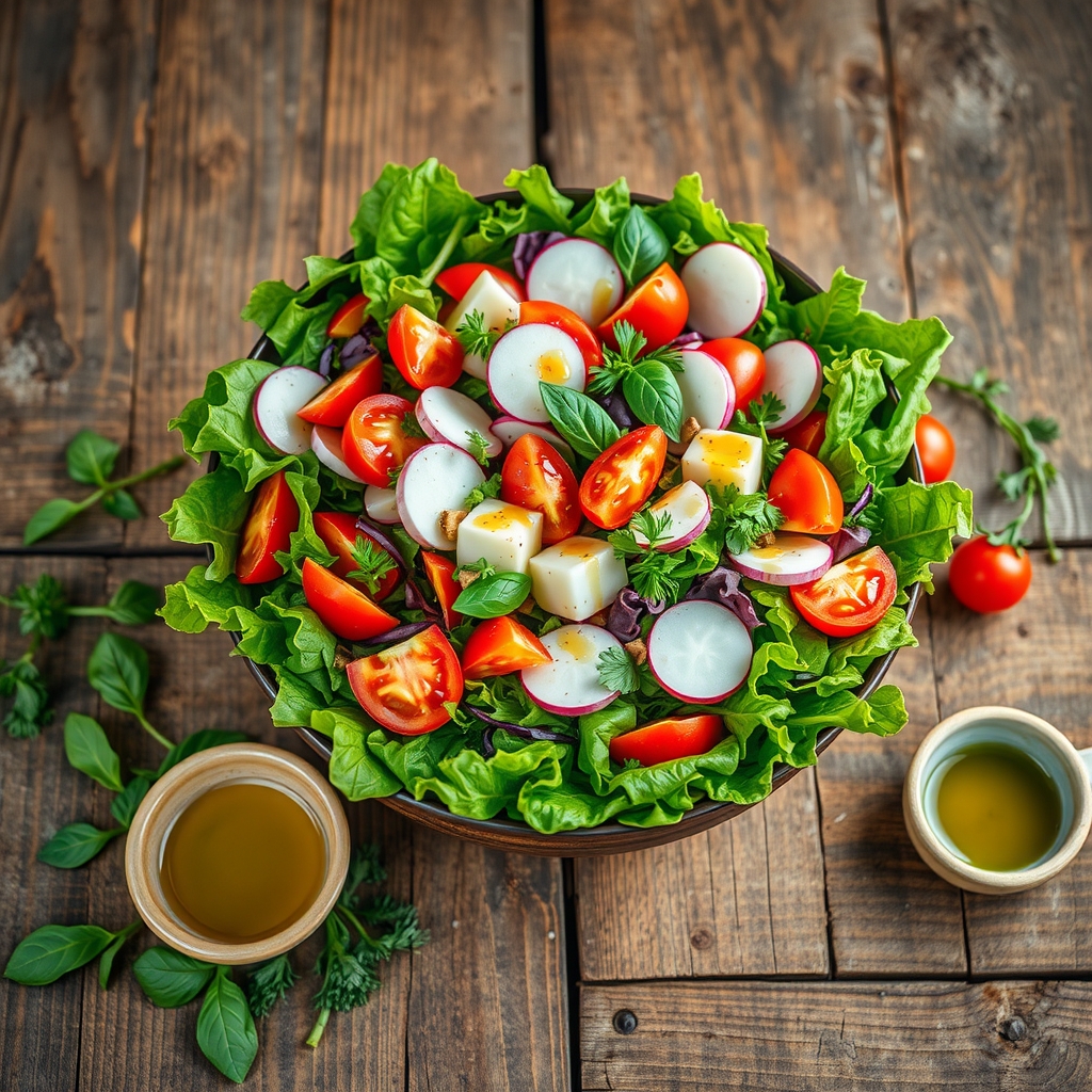 Vibrant Summer Salad with Fresh Vegetables – free AI stock image