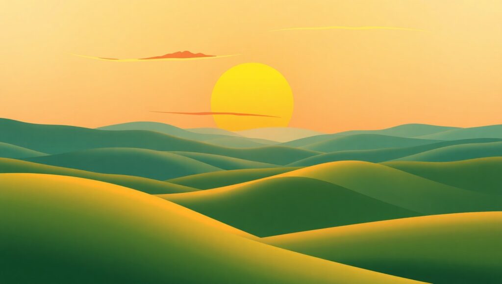 Vibrant Sunset Over Rolling Hills – free AI stock image