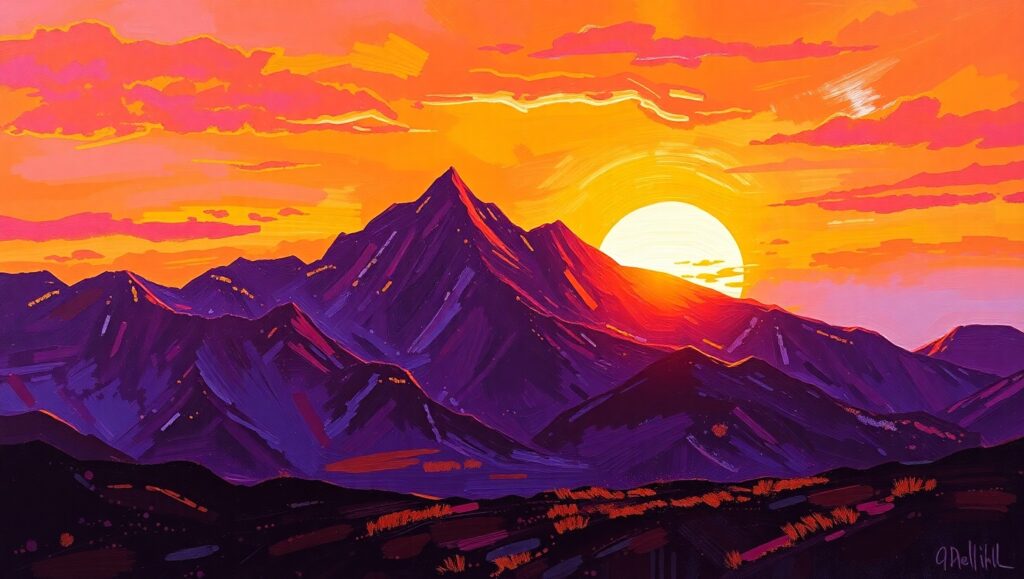 Vibrant Sunset Over Tranquil Lake – free AI stock image