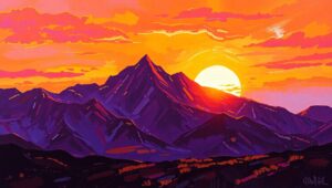 Vibrant Sunset Over Tranquil Lake – free AI stock image