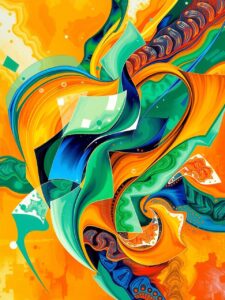 Vibrant Swirls of Colorful Geometric Shapes – free AI stock image