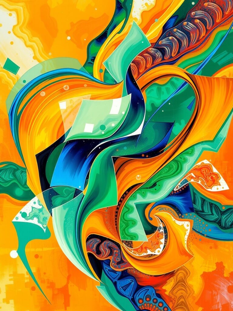 Vibrant Swirls of Colorful Geometric Shapes – free AI stock image