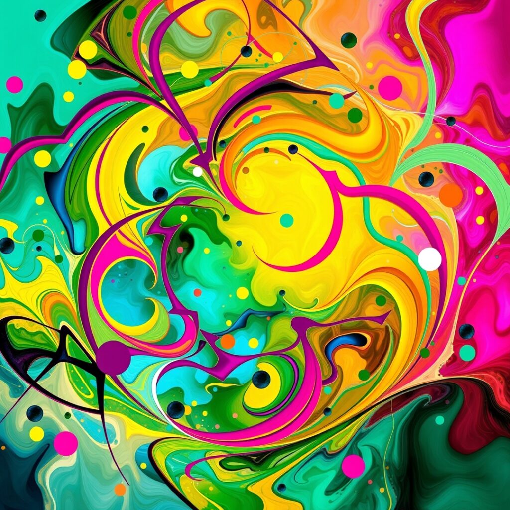 Vibrant Swirls of Color and Shape – free AI stock image