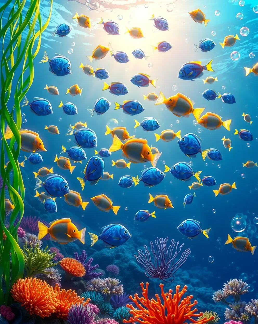 Vibrant Underwater World of Animated Fish