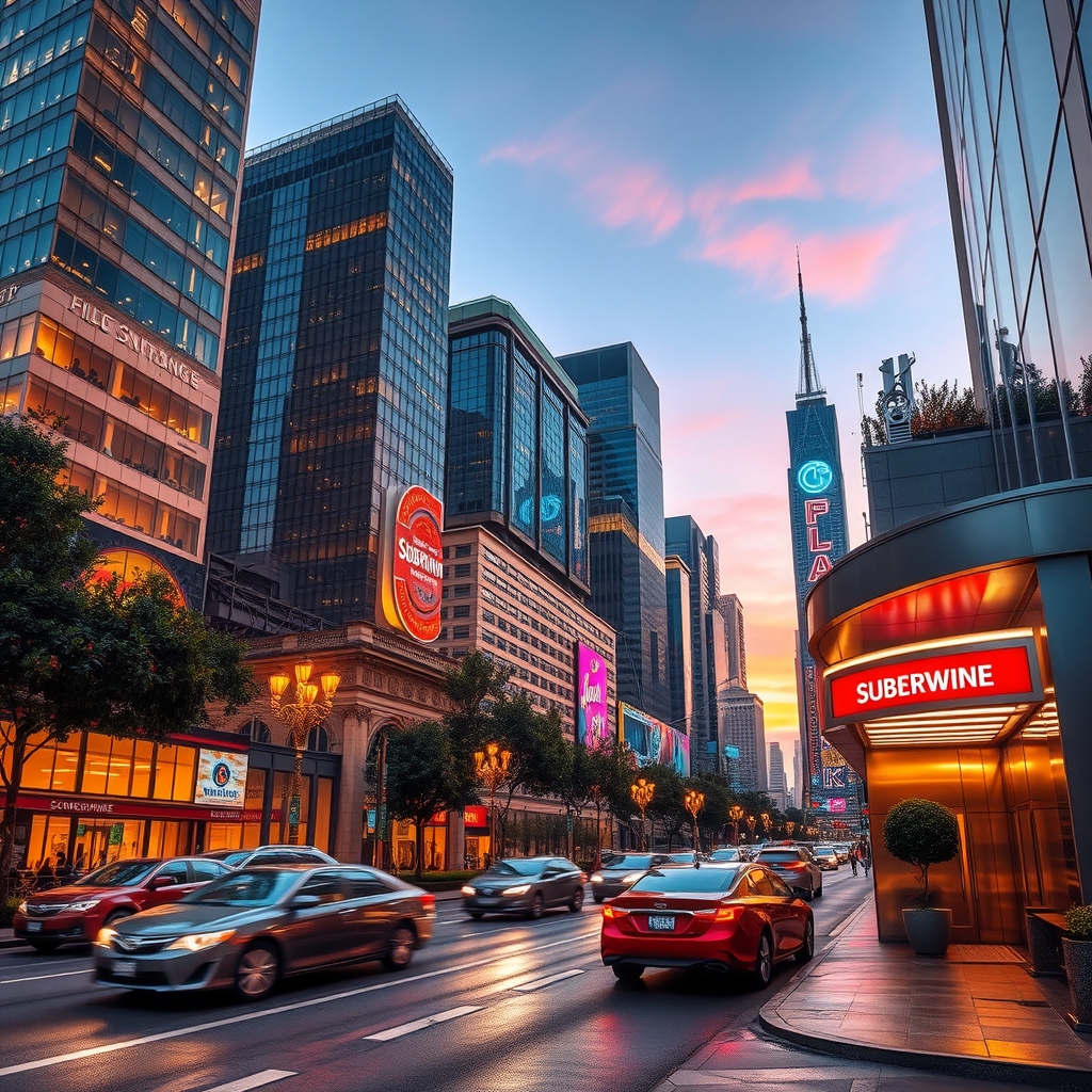 Vibrant Urban Landscape at Dusk – free AI stock image