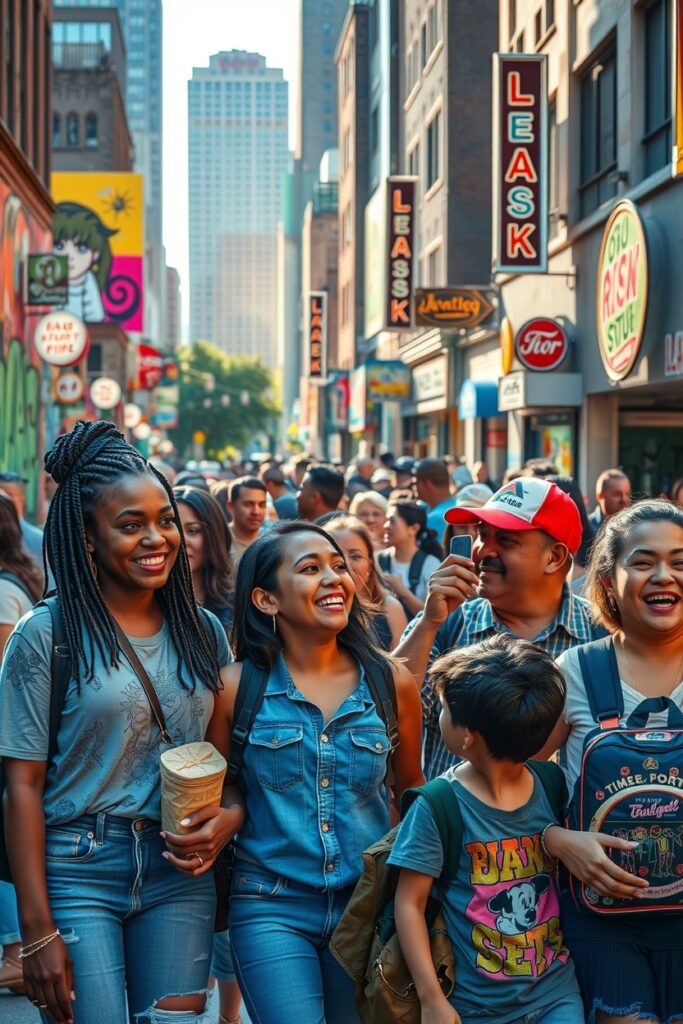 Vibrant Urban Life Captured in Motion – free AI stock image