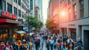 Vibrant Urban Life from Above – free AI stock image