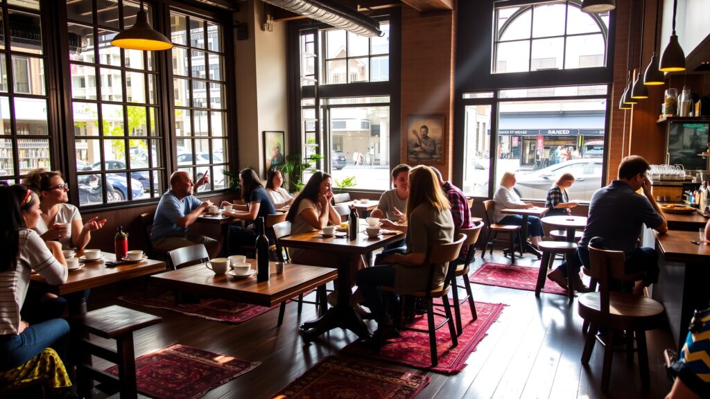 A Vibrant Urban Lifestyle in a Cafe Free Stock Image – free AI stock image
