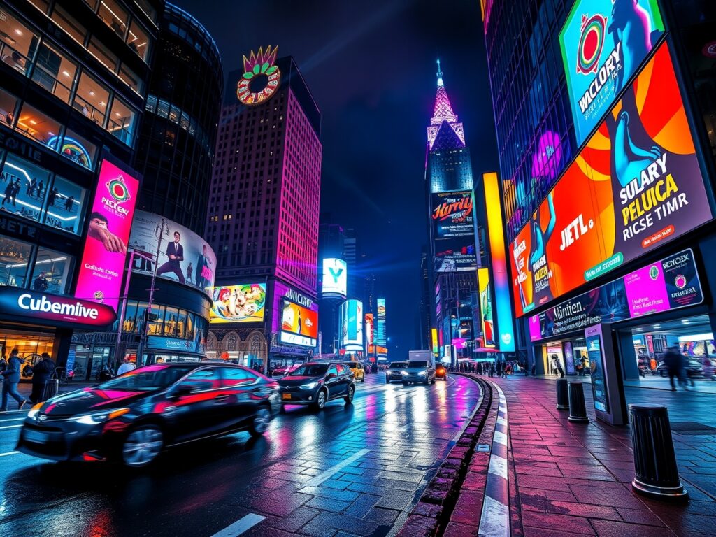 Vibrant Urban Night Life with Neon Lights – free AI stock image