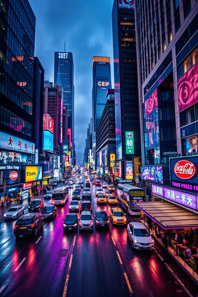 Vibrant Urban Nightscape with City Lights – free AI stock image