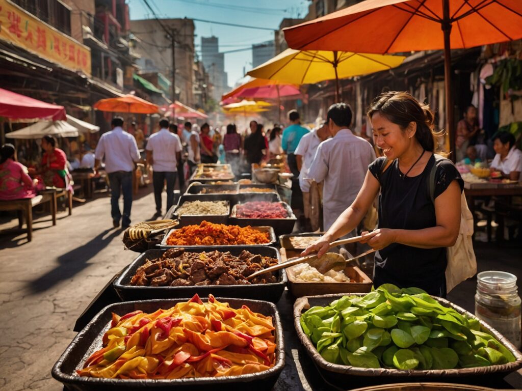 A Vibrant Urban Street Market Scene – free AI stock image