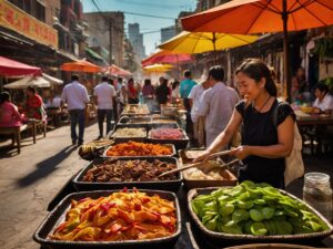 A Vibrant Urban Street Market Scene – free AI stock image