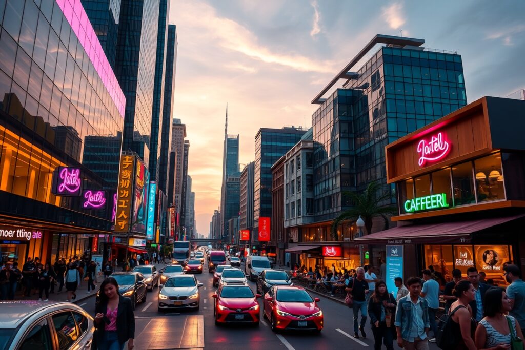 Vibrant Urban Streets at Dusk – free AI stock image