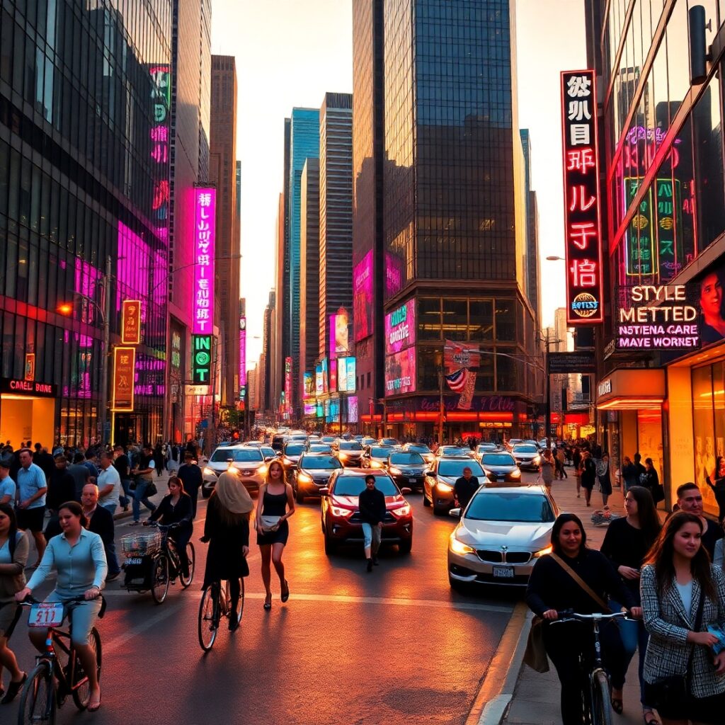Vibrant Urban Streets at Dusk – free AI stock image
