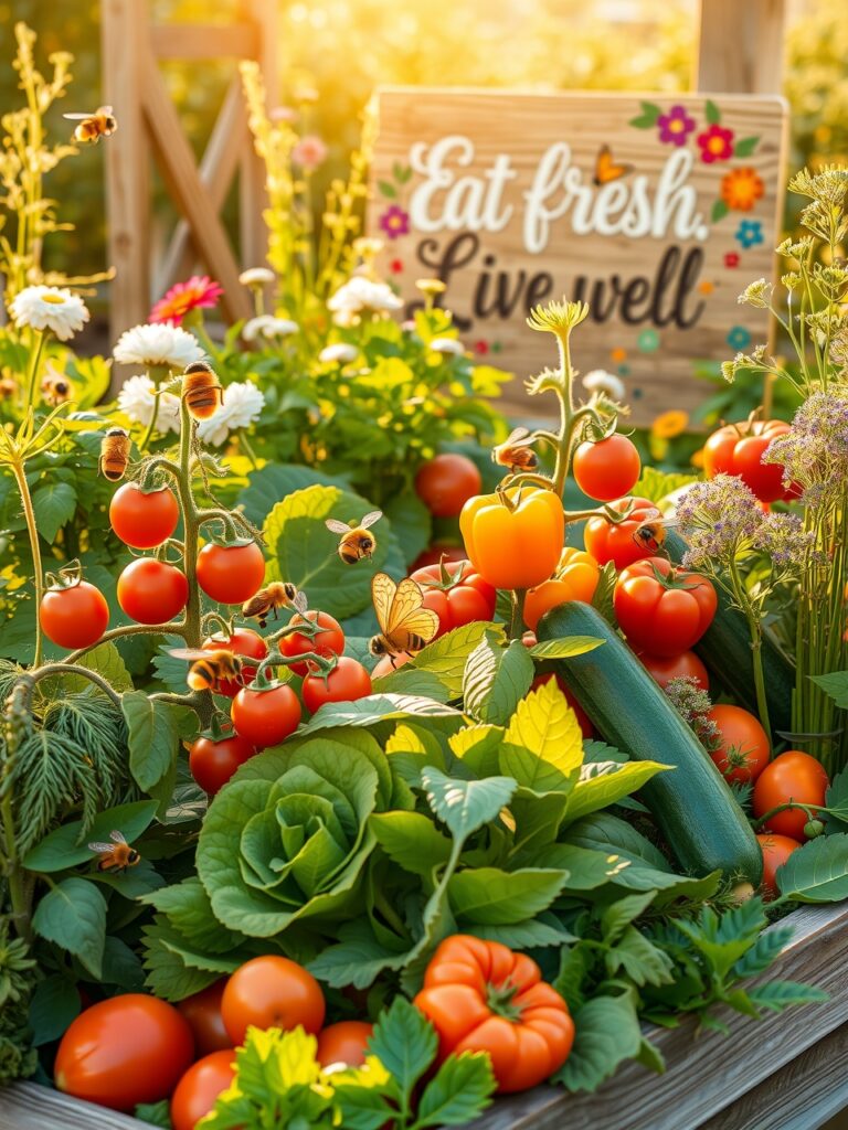 Vibrant Vegetable Garden Displaying Health Benefits – free AI stock image