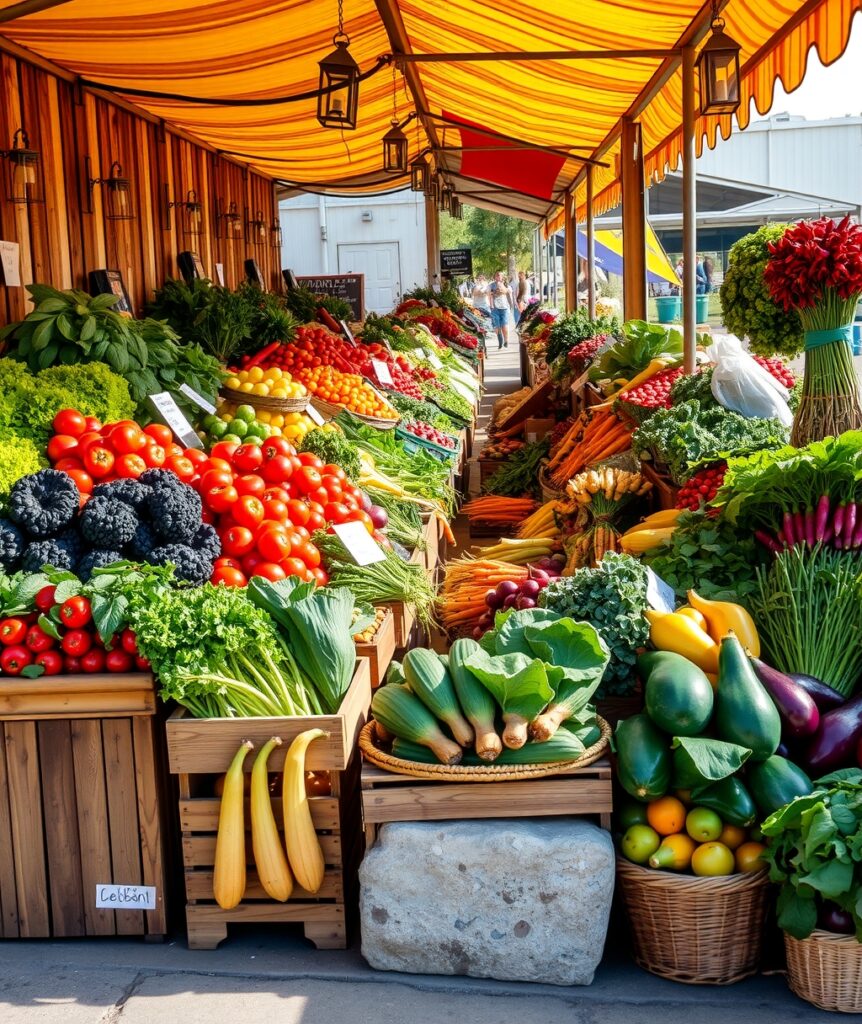 A Vibrant Vegetable Market Display – free AI stock image