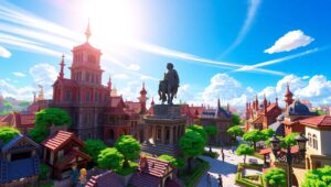 Vibrant Voxel Cityscape Adventure – free AI stock image