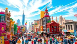 Vibrant Voxel Cityscape Adventure – free AI stock image