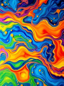 Vibrant Waves of Color and Shape – free AI stock image