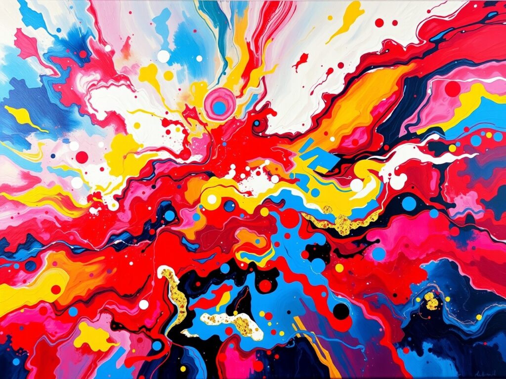 Vibrant Waves of Colorful Chaos – free AI stock image