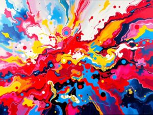 Vibrant Waves of Colorful Chaos – free AI stock image