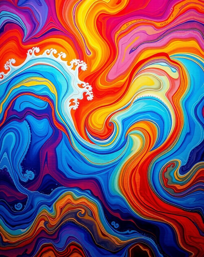 Vibrant Waves of Colorful Patterns – free AI stock image