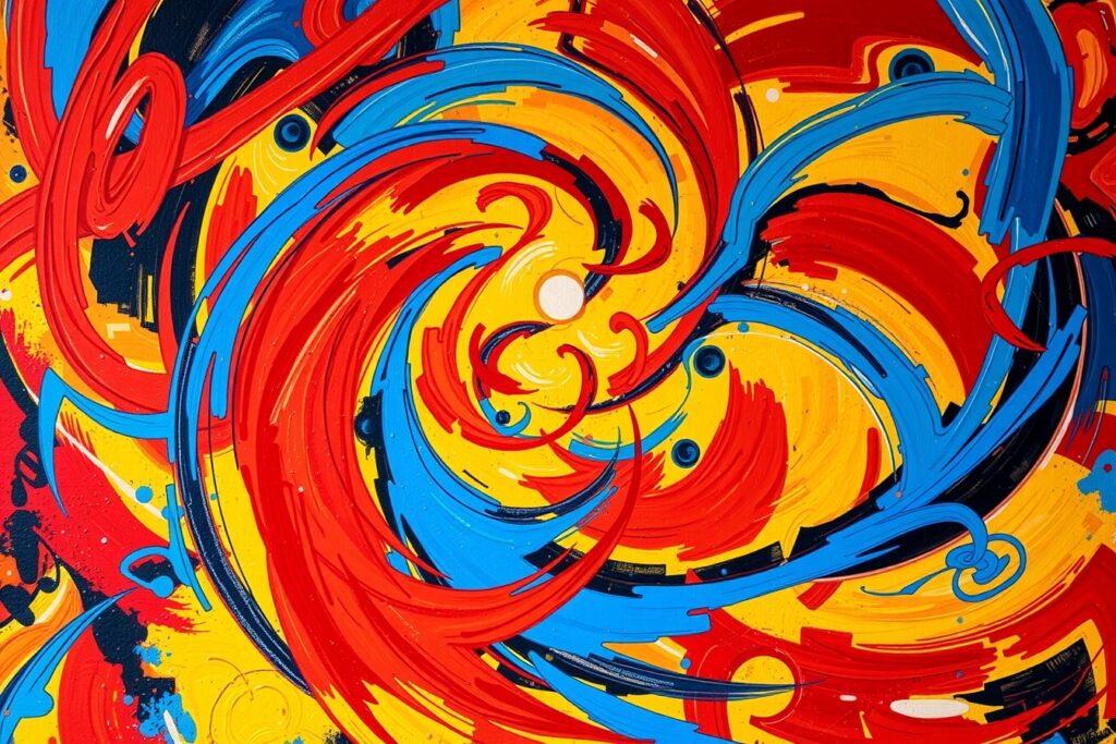 Vibrant Whirl of Colors and Shapes – free AI stock image
