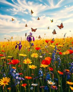 Vibrant Wildflower Meadow in Full Bloom – free AI stock image