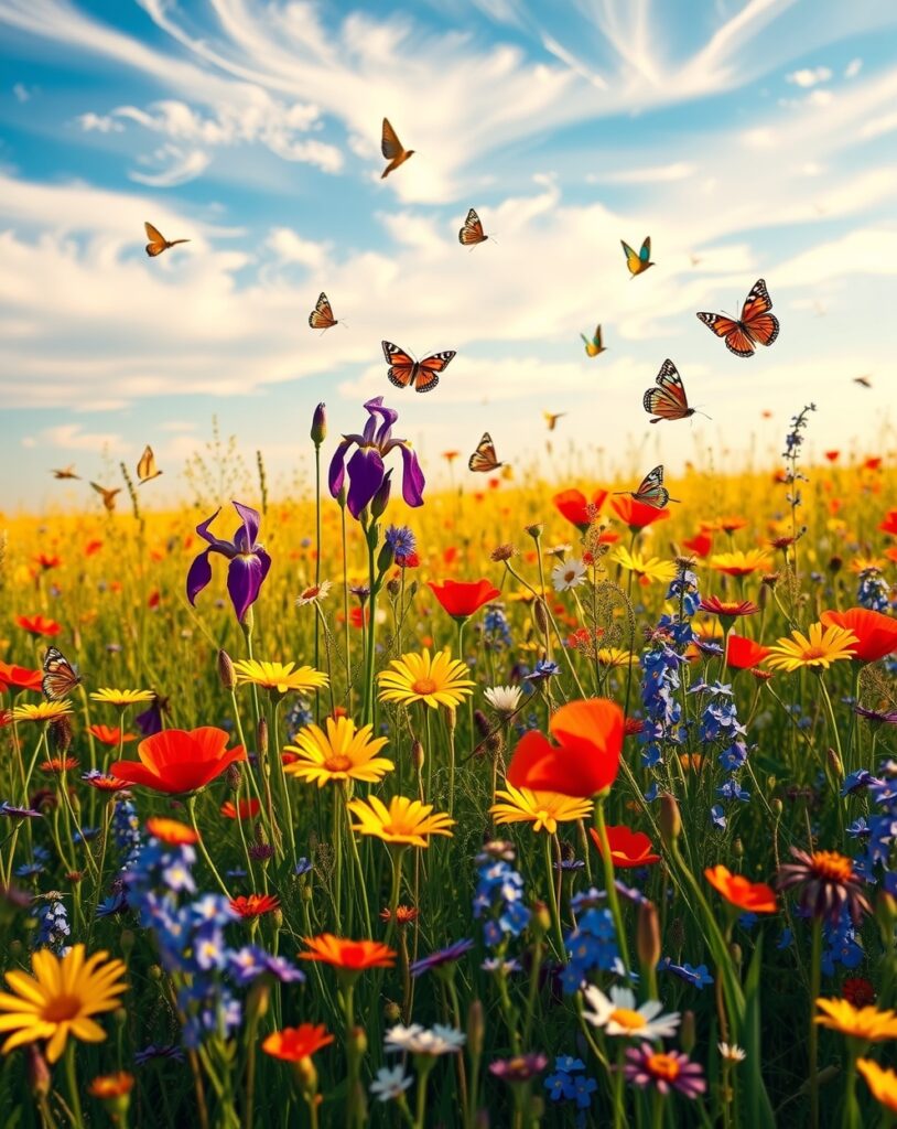 Vibrant Wildflower Meadow in Full Bloom – free AI stock image