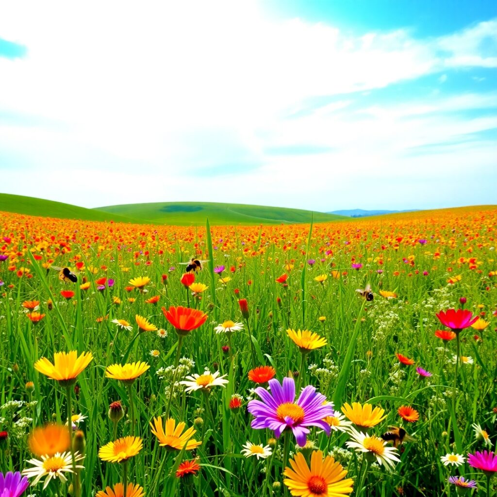 Vibrant Wildflower Meadow in Full Bloom – free AI stock image
