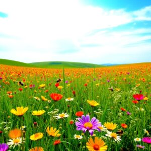 Vibrant Wildflower Meadow in Full Bloom – free AI stock image
