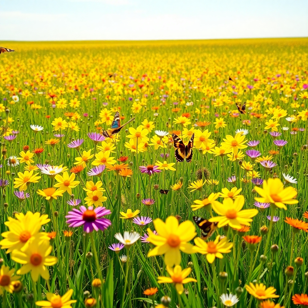 Vibrant Wildflower Meadow in Full Bloom – free AI stock image