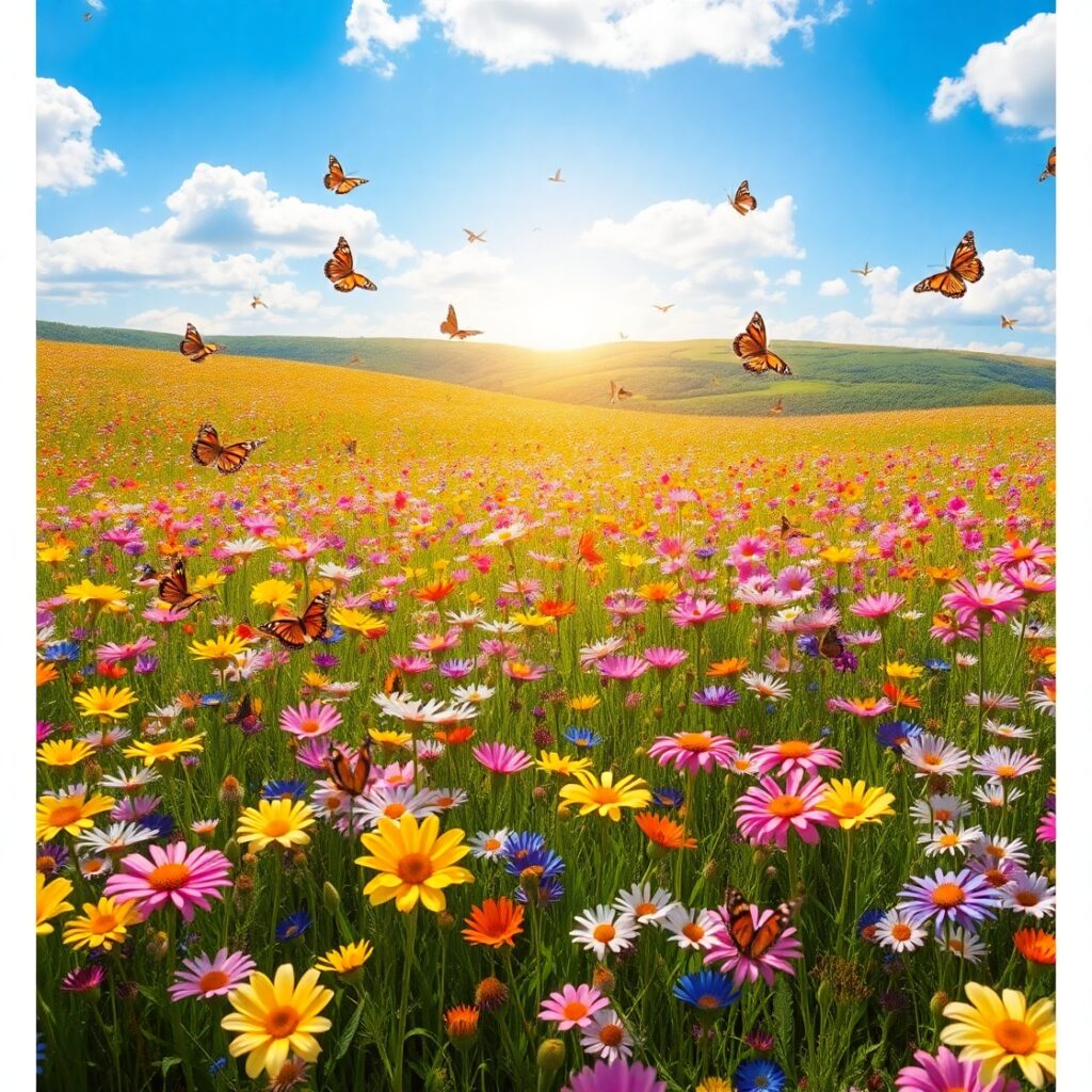 Vibrant Wildflower Meadow in Spring – free AI stock image