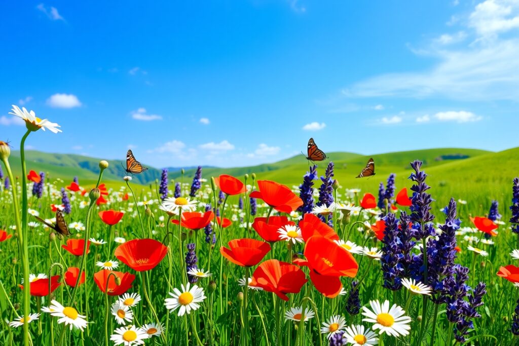 Vibrant Wildflower Meadow in Springtime – free AI stock image