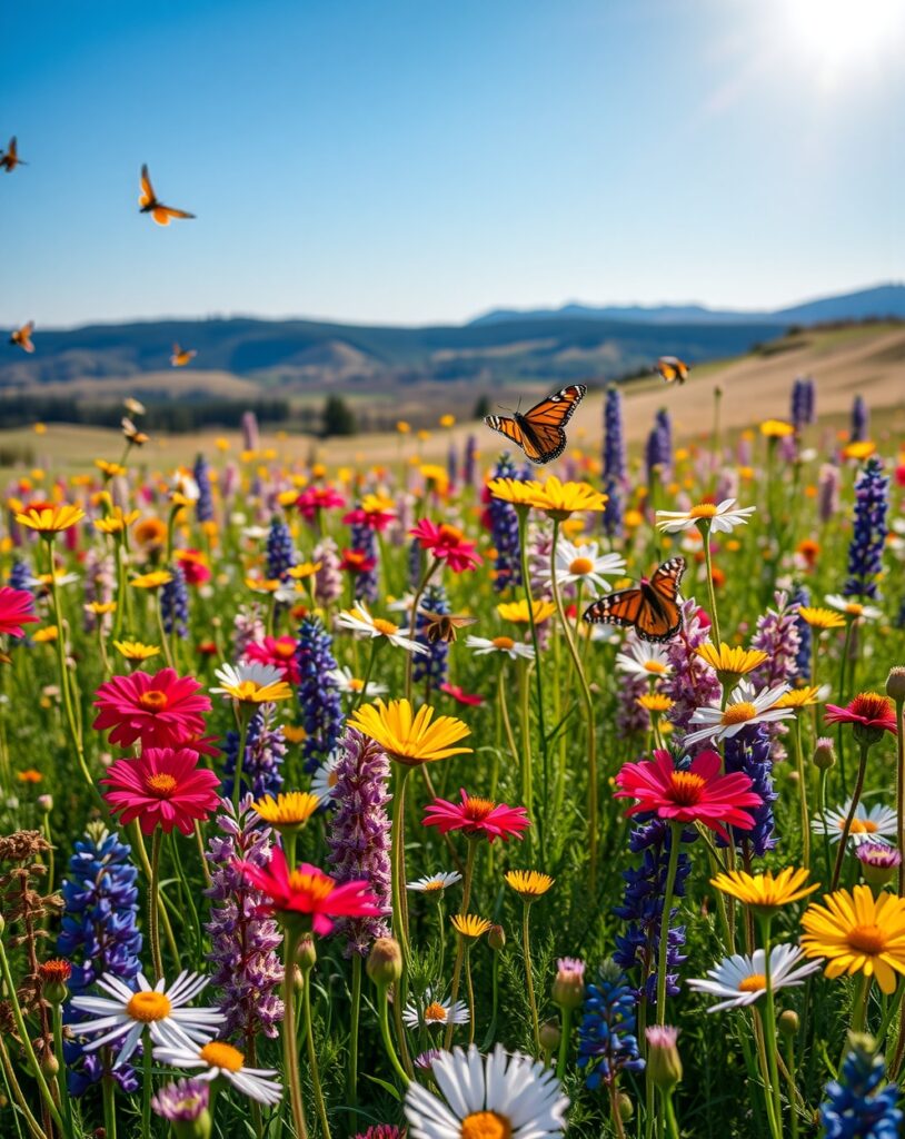 Vibrant Wildflower Meadow in Springtime – free AI stock image